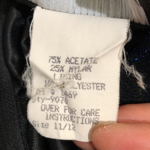 Vintage 90s Metallic Blue Dress Size 8 Corset Lace Up Back - Picture 8 of 10